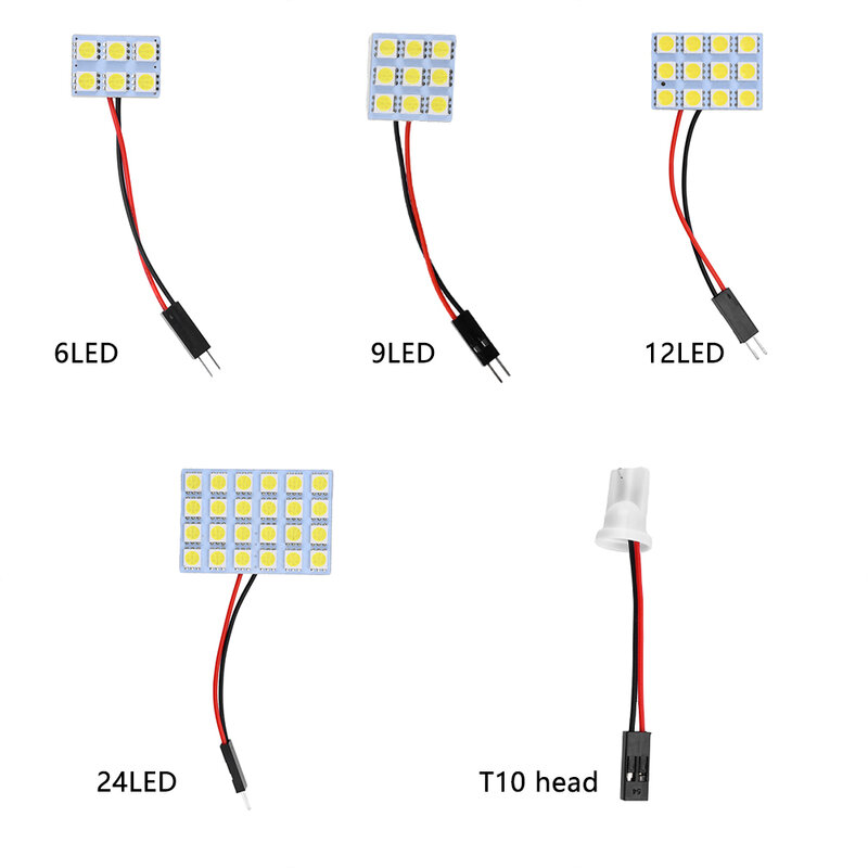 5050 LED 인테리어 패널 자동차 백광 독서 램프, 범용 자동차 트렁크 지붕 돔 전구, DC 12V, 6 9 12 24 SMD 조명, T10