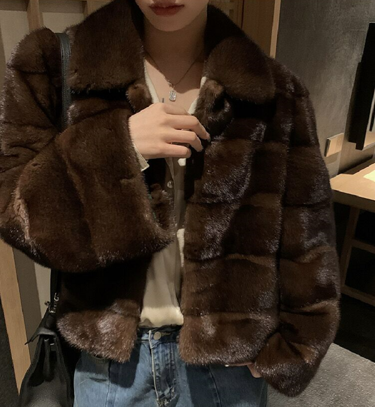 Ew Mink Fur Coat สำหรับ2023, 100% Real Mink Fur Coat,อบอุ่นและมีสไตล์ในฤดูหนาว
