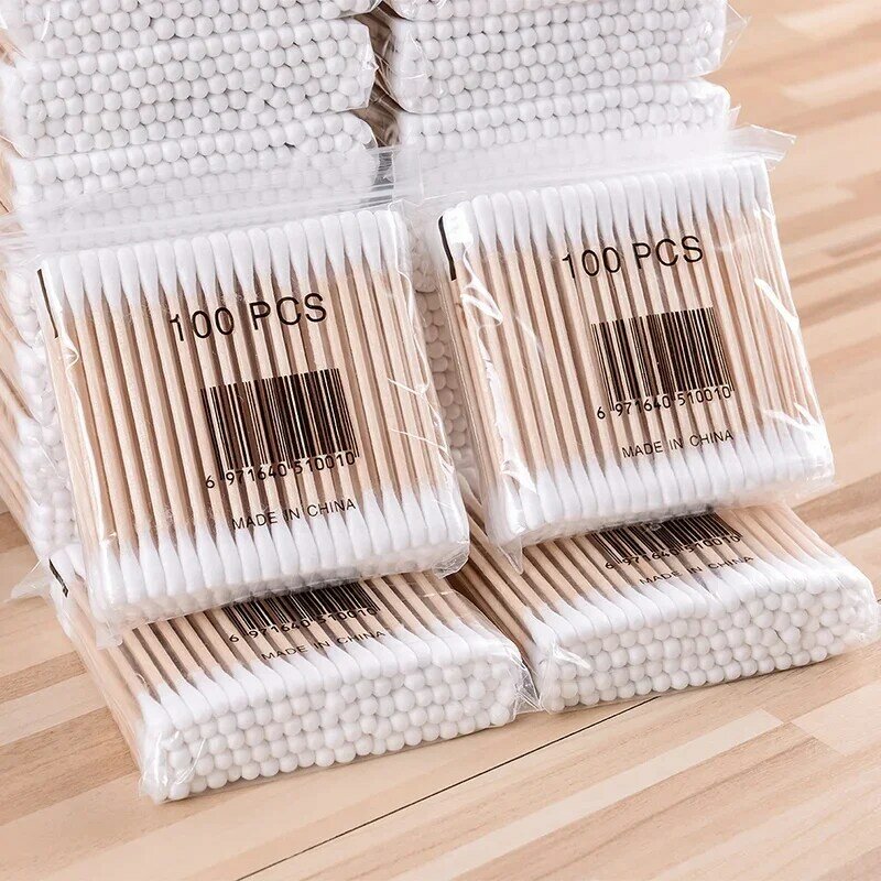 Household Disposable Double-headed Cotton Swabs Noses Ears Cleaning Cotton Swabs Mascara Lipstick Removal Tools about 100pcs