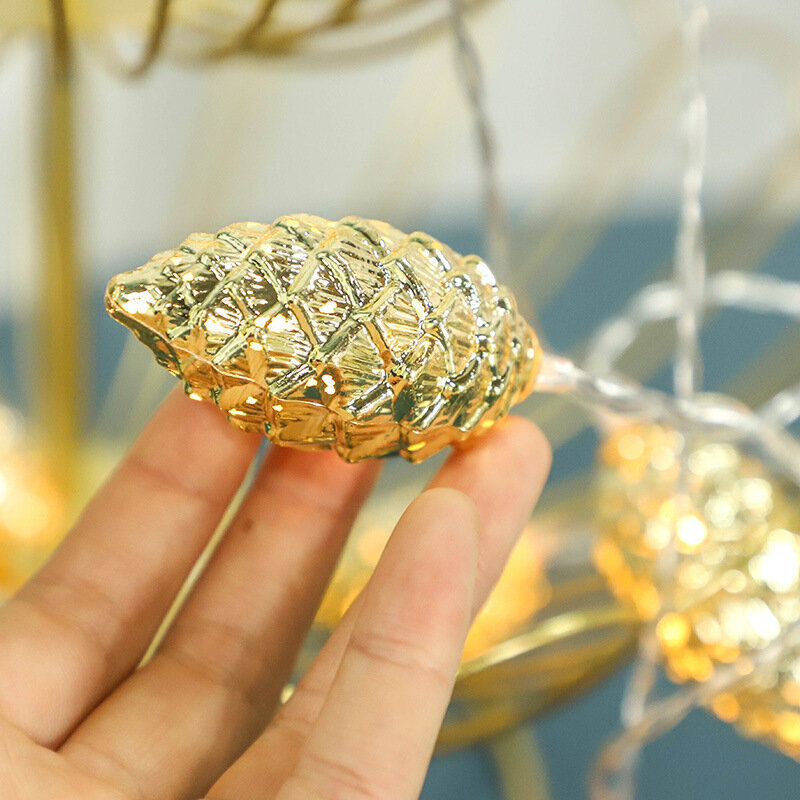 Chaîne de lampe Led en forme de pomme de pin, motif neige, conte de fées, décoration de noël, pendentif Photo, accessoires lumineux