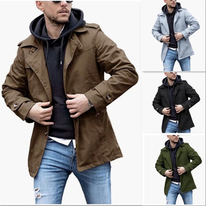 Wepbel Mid-Length Jackets Trench Coat Women Fashion Handsome Jackets Outwear Long Sleeve Single Breasted Straight Trench Coat