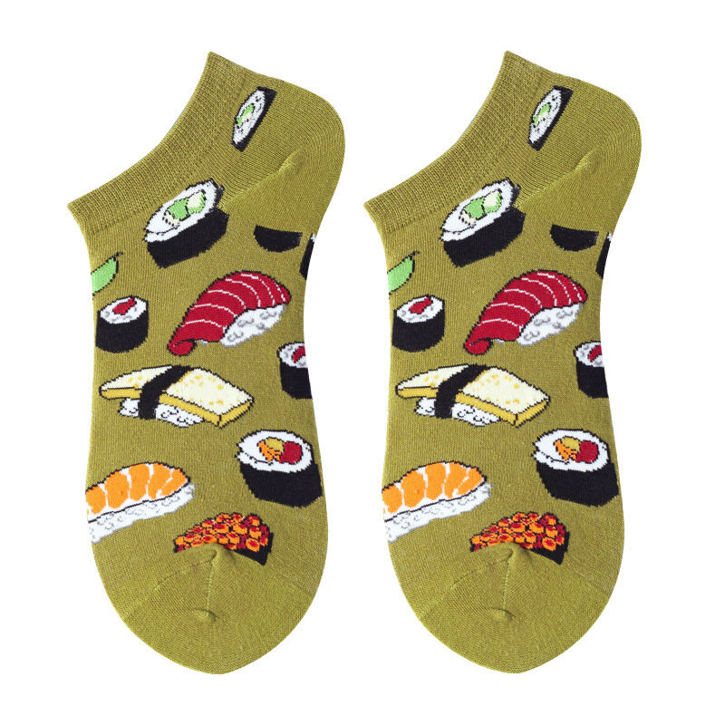 40สไตล์แฟชั่นที่มีสีสันถุงเท้าข้อต่ำผู้ชายผ้าฝ้าย Novelty ภาพวาดสีน้ำมันสัตว์อาหาร Avocado ๆข้อเท้า Sox