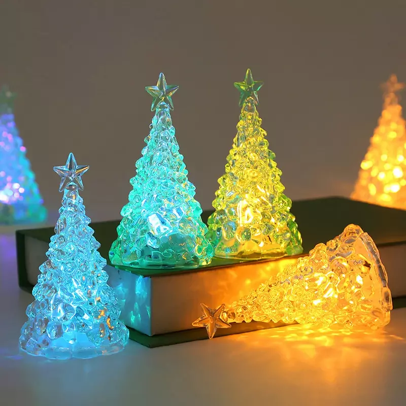 สองแสงในกลางคืนกระจกต้นคริสต์มาสสำหรับบ้านบรรยากาศโรแมนติก Arbol de Navidad เครื่องประดับ LED ตกแต่งเรืองแสง