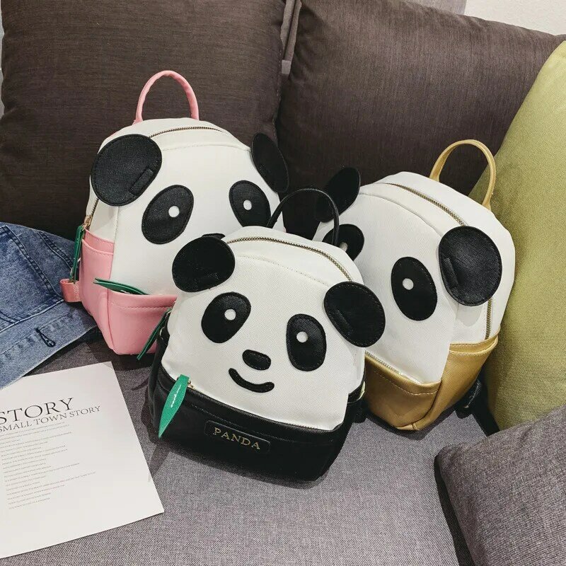 Panda zaino 2023 nuova borsa da scuola per l'asilo Cartoon Panda Bamboo Leaf Bag Childlike Cute PU Fashion Backpack