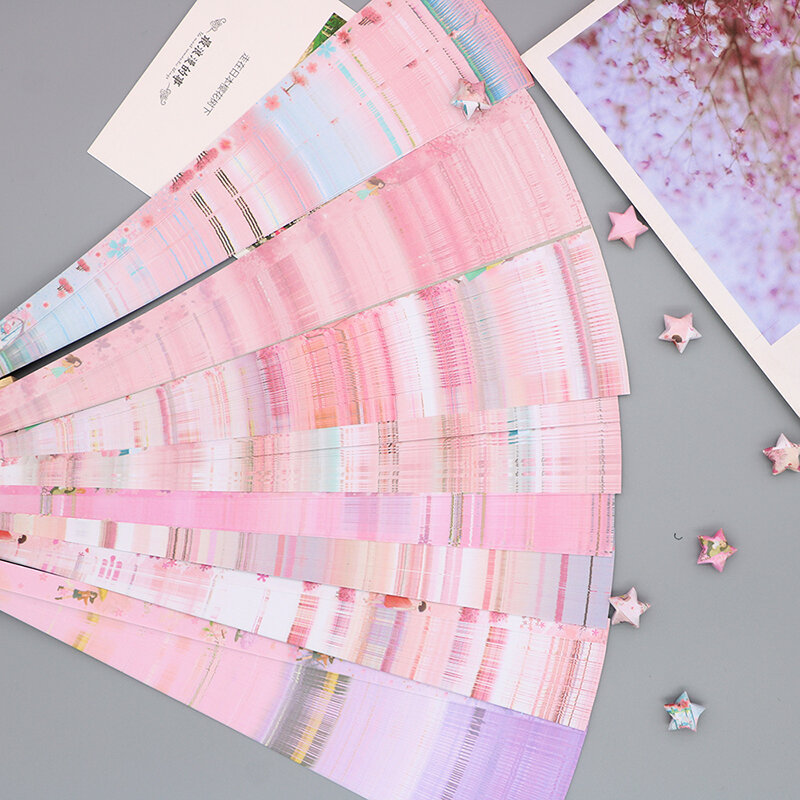 540 Sheets Sakura Origami Stars Paper Strips Lucky Star Origami Decoration Folding Paper DIY Child Hand Art Crafting Supplies