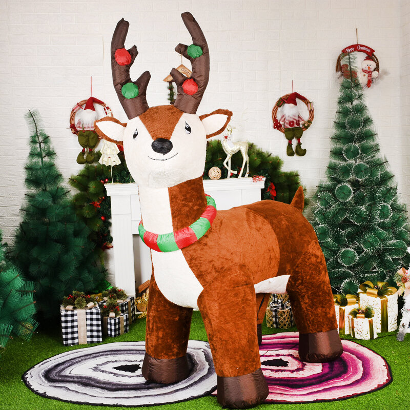 5.9ft Inflável Elk Decoração de Natal para Casa LED Rena Inflável Plush Brinquedos Xmas Party Ornamento Ano Novo Presente para Crianças