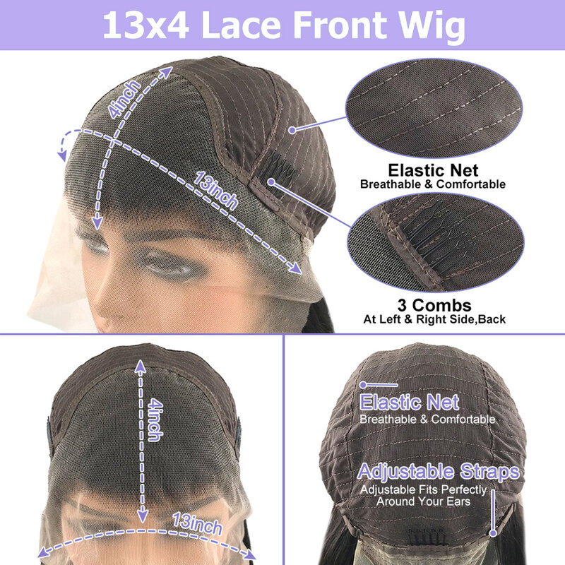 Peluca de cabello humano con encaje Frontal transparente para mujer, pelo sin pegamento, 13x4 HD, onda corporal de color Natural, línea de pelo Frontal, prearrancado
