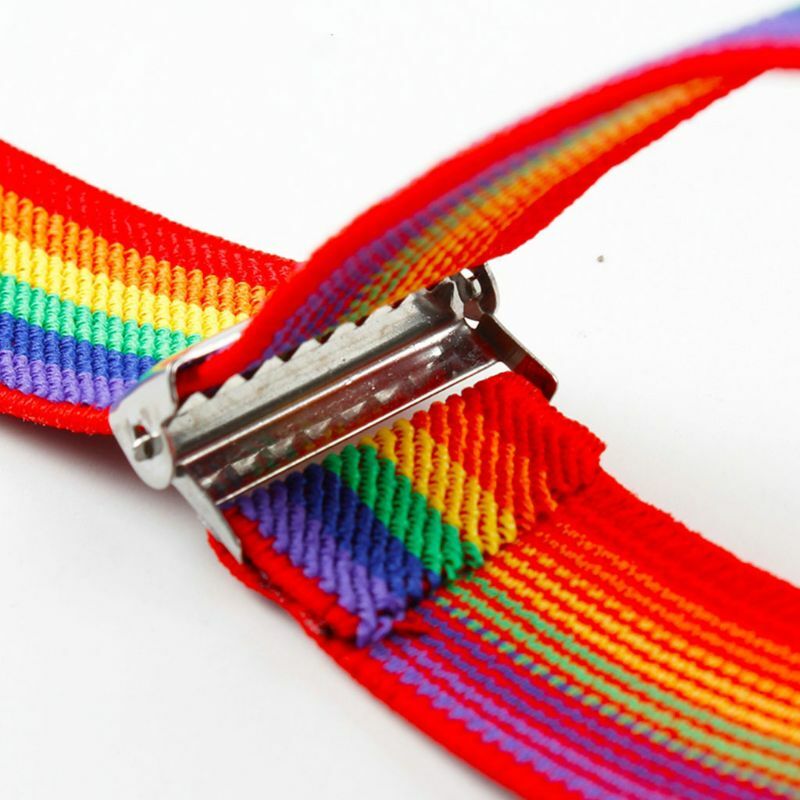 Crianças arco-íris cinta clipe colorido listrado bebê suspensórios cinto meninos e meninas