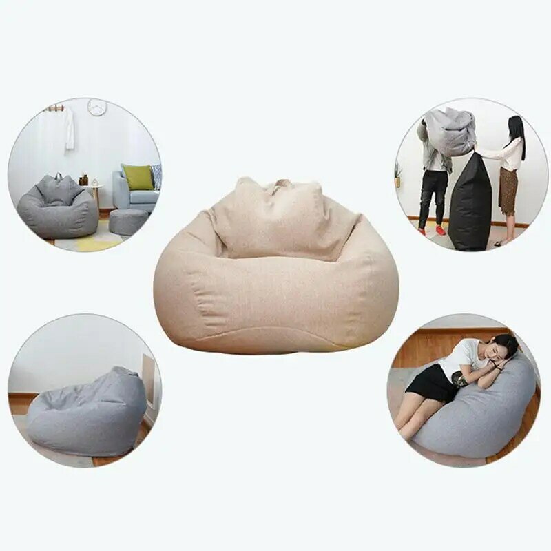 Soft Bean Bag Cover Lazy Sofa Cover Chairs Without Filler Washable Bean Bag Seat Cover Outdoor Pouf Chair Beanbag Cover