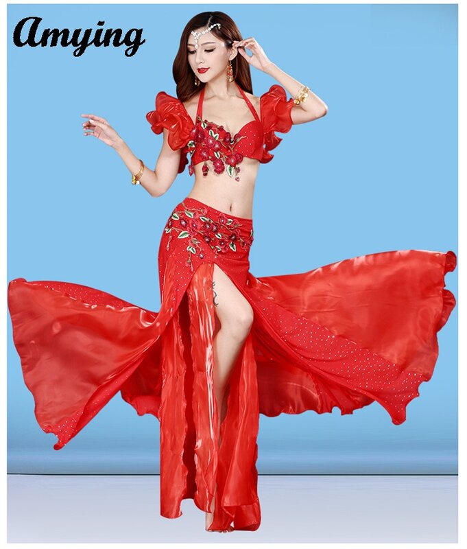 섹시한 인도 댄스 벨리 댄스 브라, 구슬 자수 무대 공연 코스튬 세트, 성인 쇼 댄스 연습복, 신제품