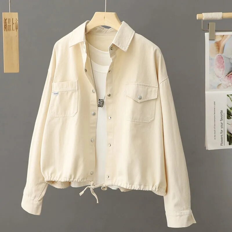 Fashion Design Short Jacket Women's 2024 New Spring Autumn Coat Tops Single Breasted Loose Casual Shirt Outerwear Female