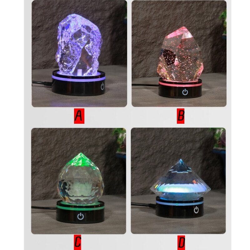 Lámpara de noche con USB, adorno de ambiente que cambia de color, luz de cristal K9, 5V, LED RGB, 4 estilos, mesa de comedor, tocador, escritorio, bar