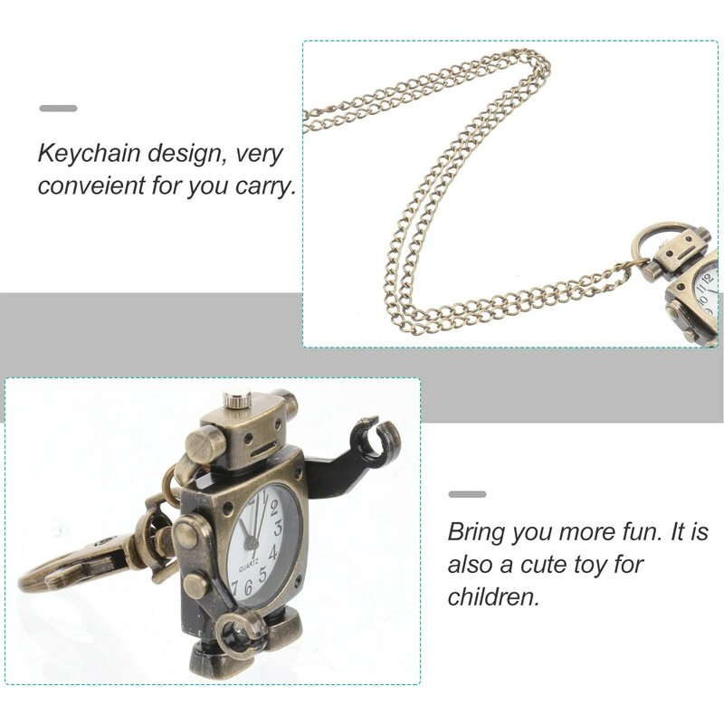 Reloj de llavero, reloj de bolsillo con hebilla de llave en forma de Robot, reloj de llavero delicado, novedad colgante