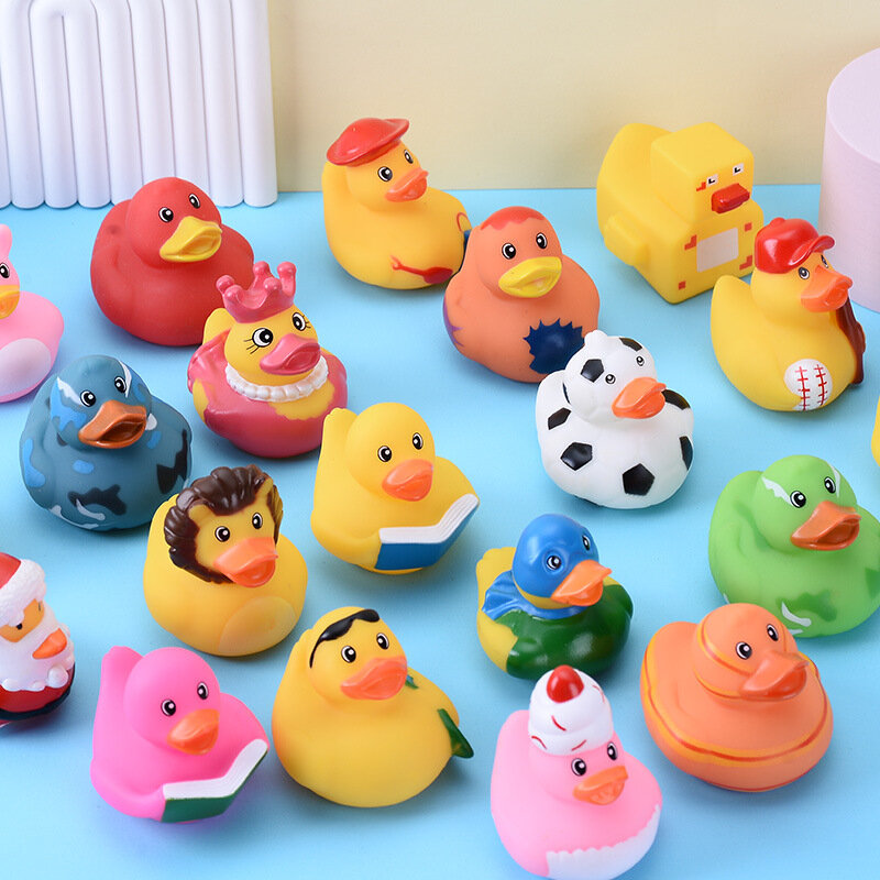 5-30 sztuk nie powtarzające się kaczki do kąpieli dla dzieci basen zabawki do kąpieli gumowe kaczki prysznic zabawki wodne na prezenty dla dzieci