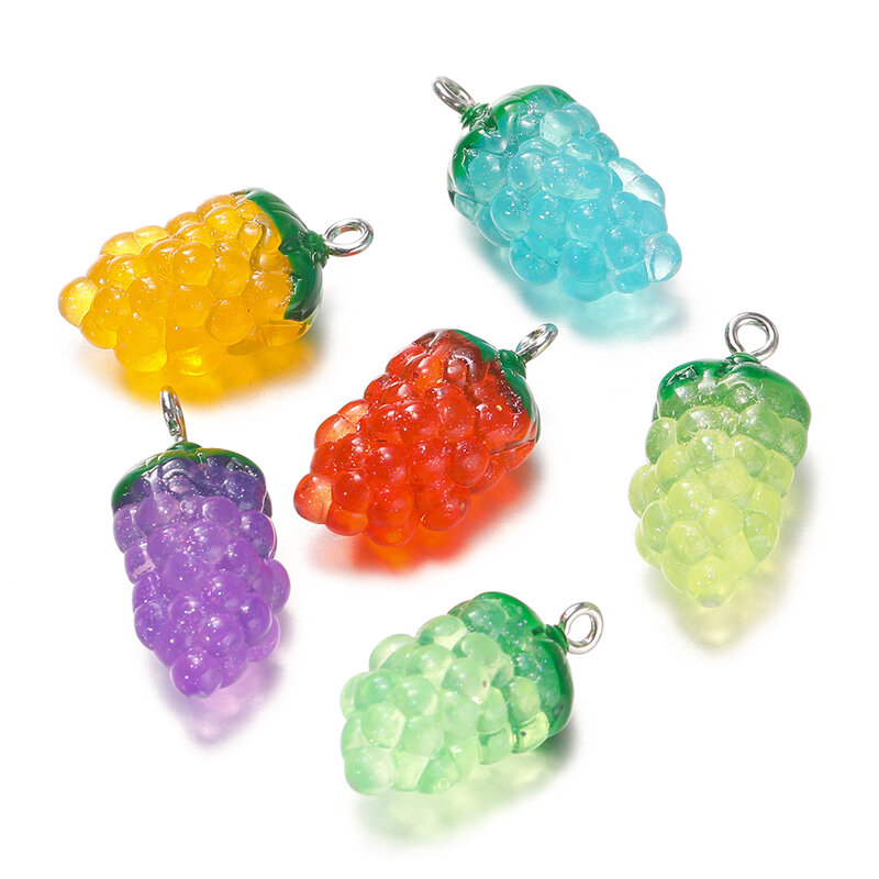10Pcs 12x23mm Grape Resin Charms Pendants for Earrings Necklace Keychain Charms DIY Jewelry Making Accessories
