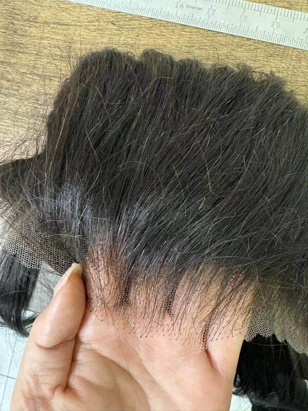 Perucas retas glueless do cabelo humano para mulheres, nós do descorante, cabelo Remy brasileiro, fechamento do laço, 250 densidade, 9x6, 40 dentro, 46 dentro, 48 dentro