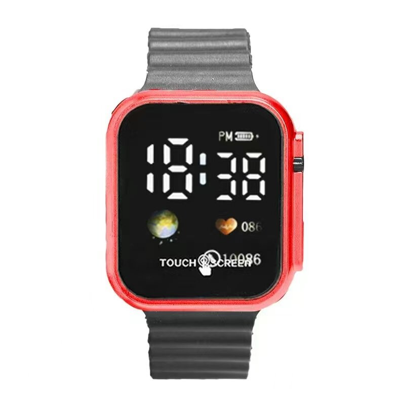 New Cool Plating LED Square Electronic Watch Fashion Outdoor Touch Student Couple Kids Watch