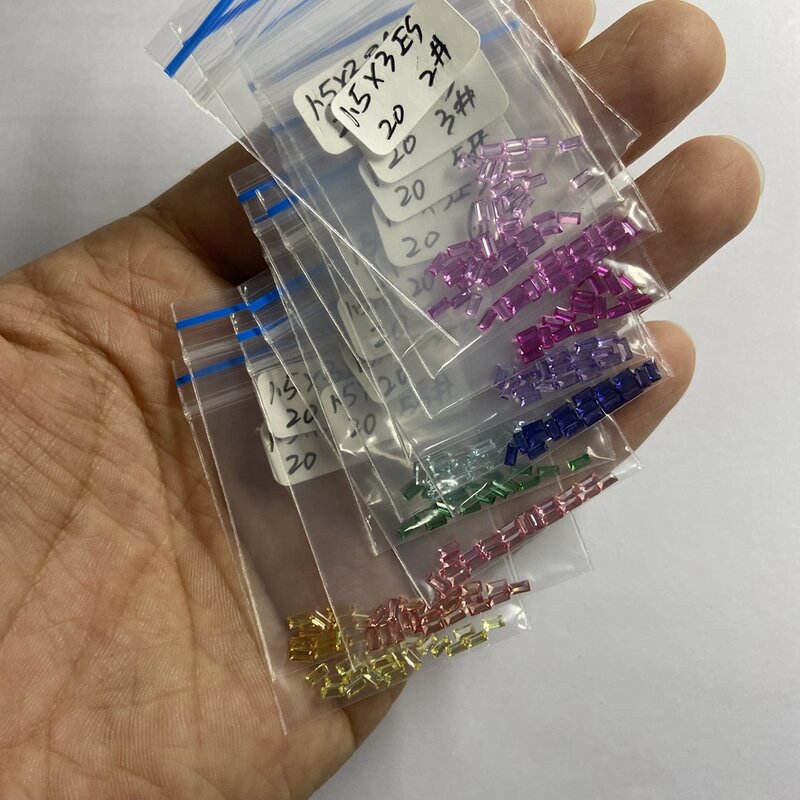 Meisidian 5A jakość 12 kolorów 1.5x3mm Rainbow bagietka Cut kamień szafirowy do tworzenia biżuterii bransoletka
