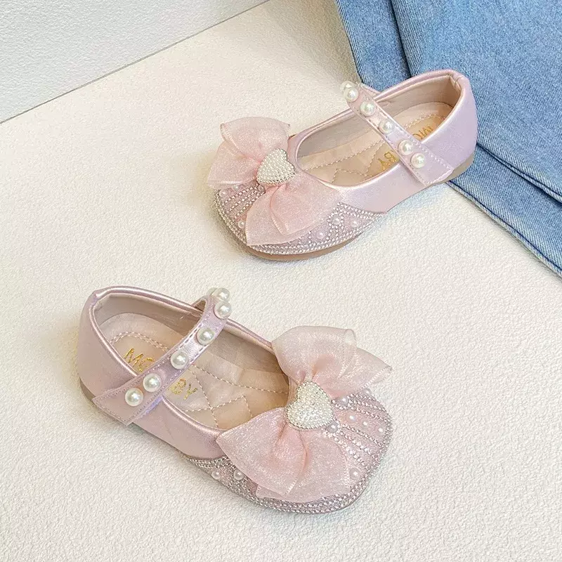 Girls Princess Shoes Spring Autumn New Soft Bottom Comfortable Baby Rhinestone Sweet Little Girl Student Performance Shoes H997
