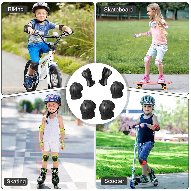 Kids Knee Pads Elbow Pads Age 3-7 Toddler Boys Girls, 6 In 1 Protective Gear Safety Set with Wrist Guard for Skating Cycling New