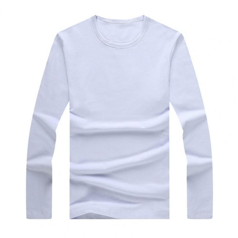 2024 Nowe męskie koszulki z długim rękawem Slim Men T-Shirt Young Man Pure Color Tops Tees Shirt O-Neck For Male Boys Tshirt