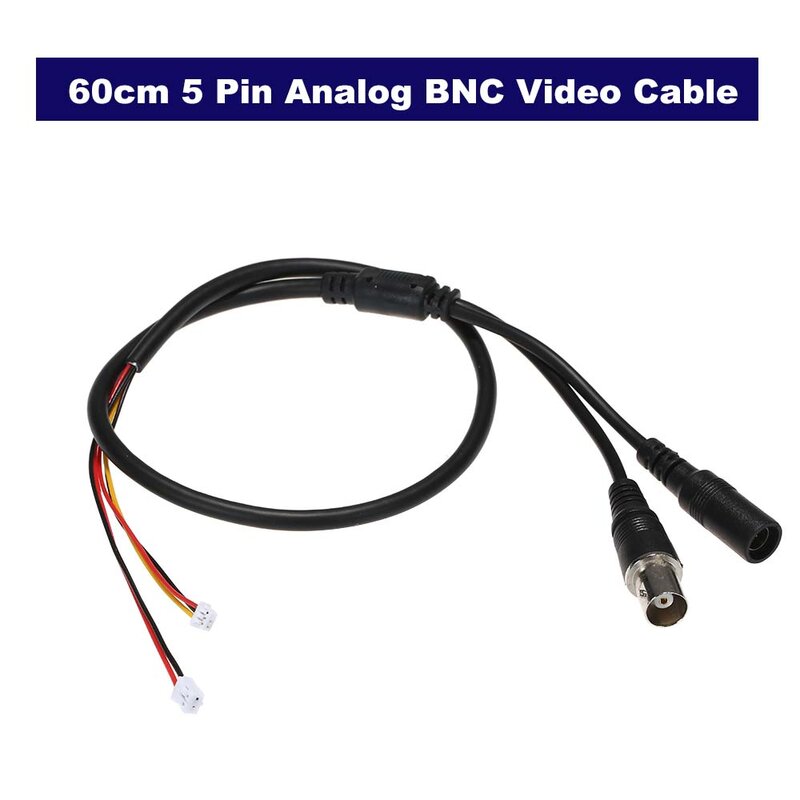 Câble d'alimentation vidéo analogique BNC, 60cm, 5 broches, câble femelle pour caméra de vidéosurveillance analogique, carte PCB, 1 pièce