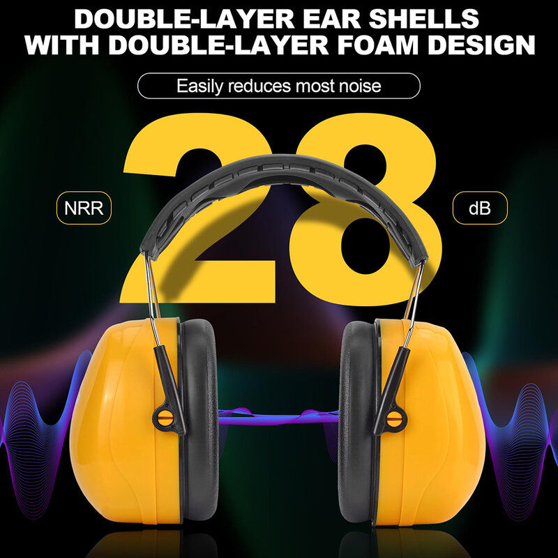 HOCAZOR Noise Reduction Earmuffs Hearing Protection Headphones NRR 28dB For Shooting Mowing Construction Woodworker Gun Range