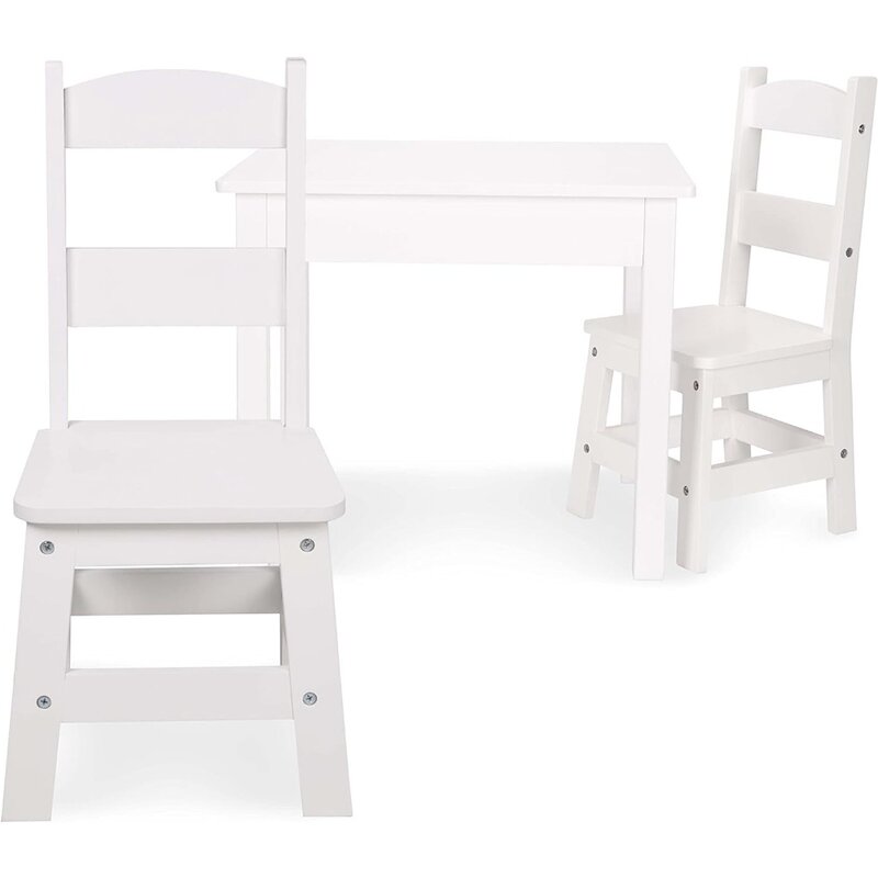 Tables et chaises de ferme en bois pour enfants, ensemble de 4 chaises, mobilier d'art et d'activité, blanc, pour les 3-8 ans