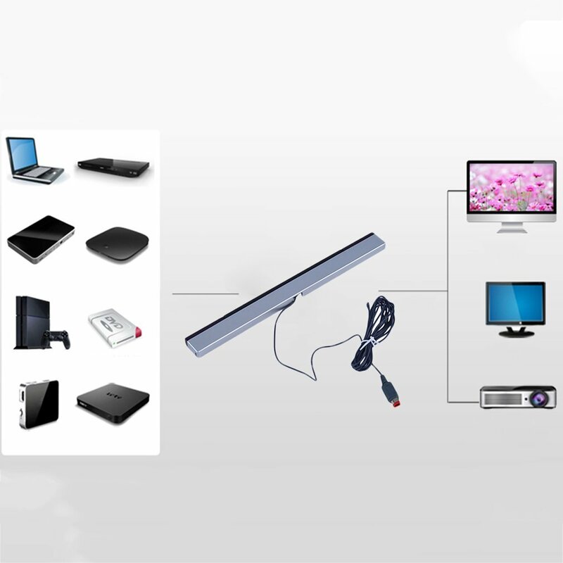 Sinar TV inframerah pengganti baru untuk Wii dengan kabel Sensor jarak jauh induktor untuk sinyal IR konsol Wii U