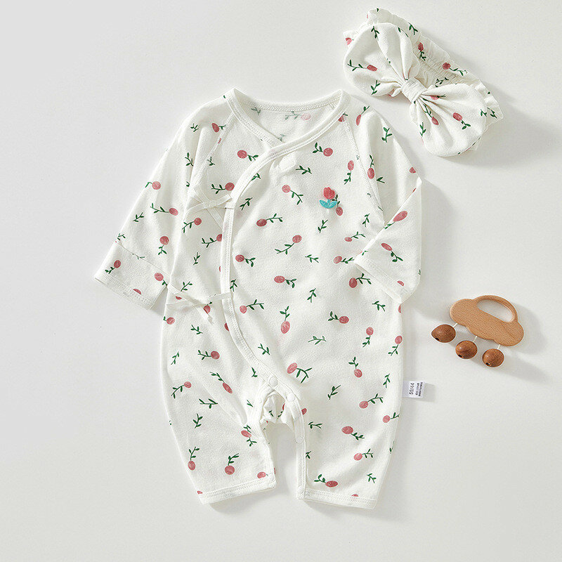 Baby jumpsuit summer thin long sleeved butterfly baby clothes pure cotton newborn Rompers