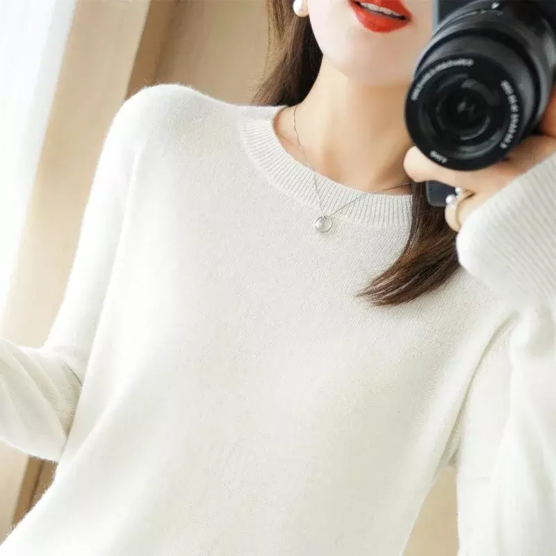 2024 Frauen Pullover Herbst Winter Langarm O-Ausschnitt Pullover warme Bottom ing Shirts koreanische Mode Pullover Strickwaren weiche Pullover