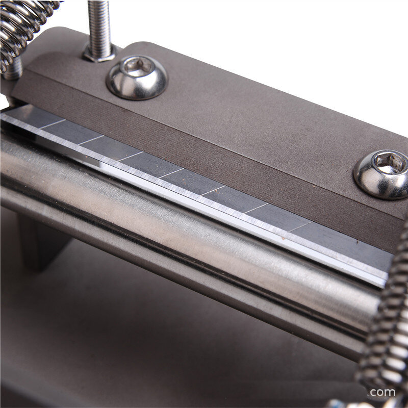 Nieuwe Rvs Craft Lederen Strips Riem Handleiding Dunner Machine Diy Snijden Dunschiller Tools + 8 Stuks Blades 10Mm * 18Mm