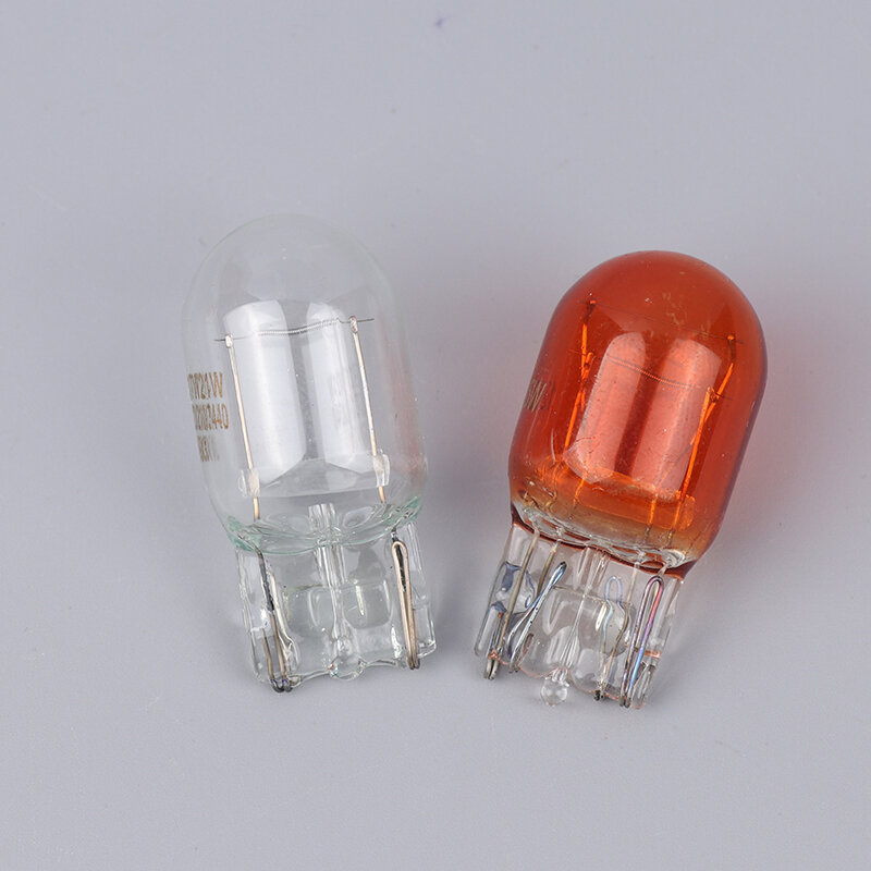 2Pcs T20/T10 Halogen Lamp Glass Daytime Running Light Turn Signal Light Stop Brake Tail Lamp Bulbs W21/5W