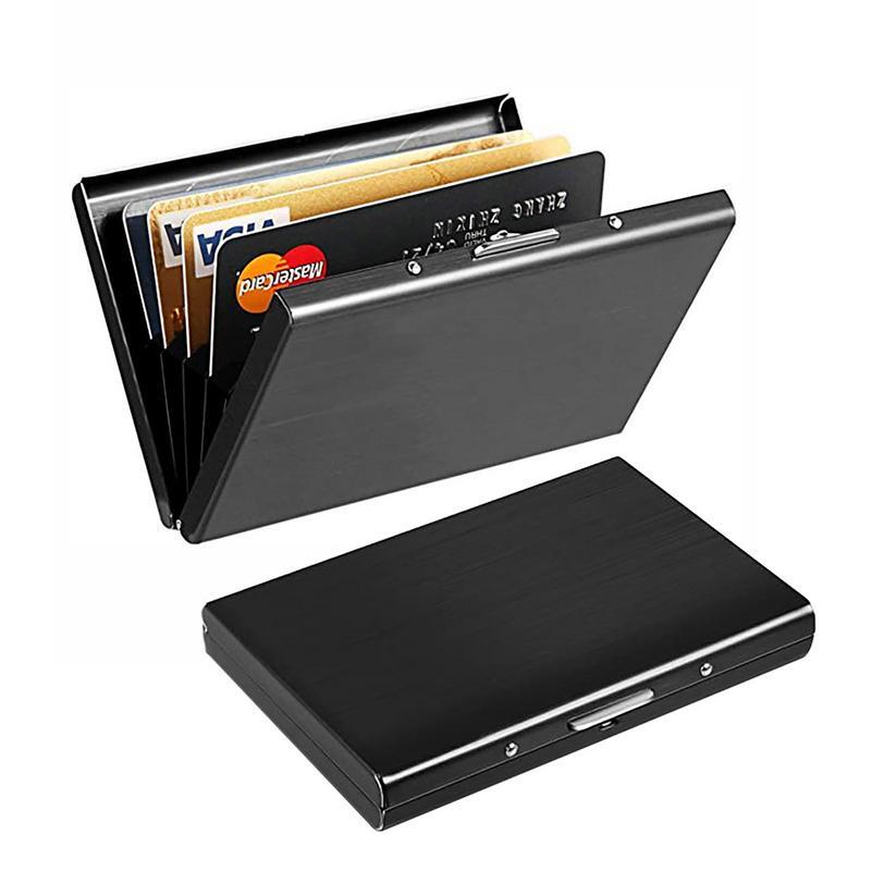 Porta carte di credito aziendale con blocco RFID in metallo porta carte di credito Anti-magnetico in lega di alluminio per uomo portafogli in metallo per uomo donna