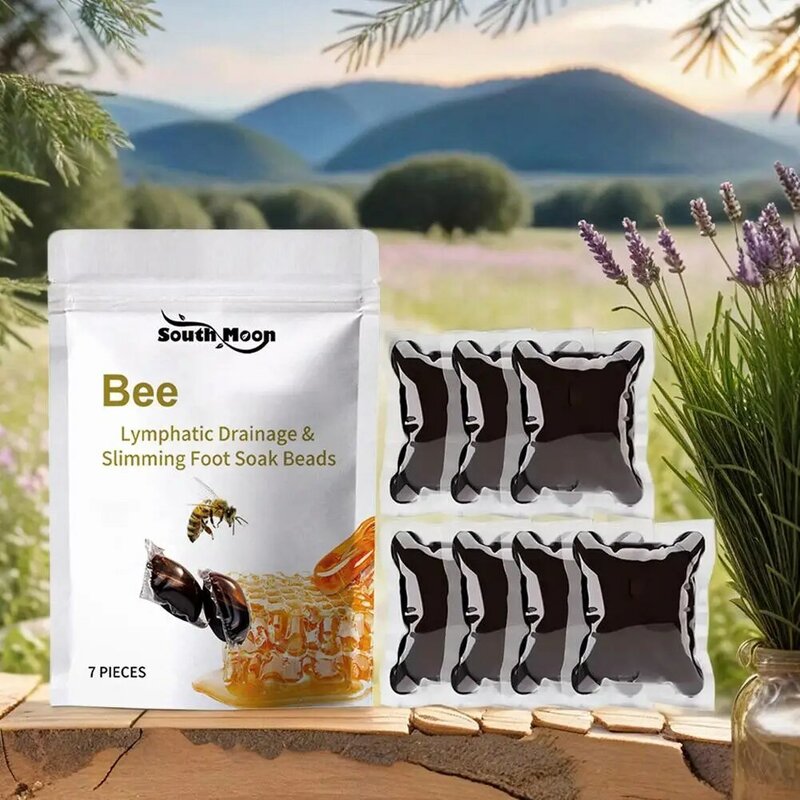 Lukmlca-5 bolsas de drenaje linfático de abeja, cuentas de remojo de pies adelgazantes, cuidado de la salud de los pies
