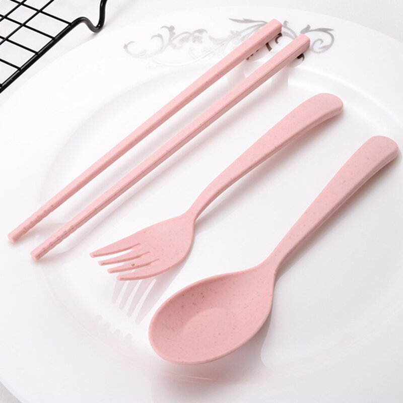 Cutlery Set Travel Portable Storage Box Fork Spoon Chopsticks Kitchen Tableware 3 Color Options For Hiking Camping Supplies
