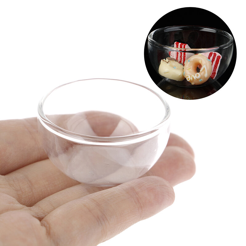 ของเล่นแก้ว DIY อุปกรณ์เสริมสำหรับเด็กทารกชามสลัดผลไม้ขนาดเล็ก1:12สำหรับห้องครัวตุ๊กตา