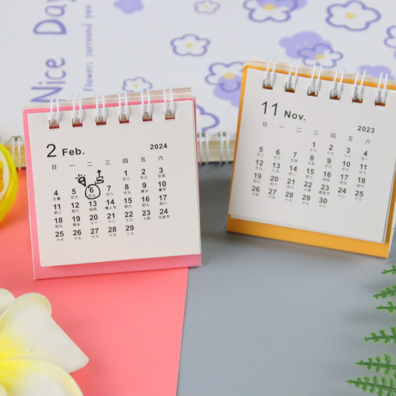 Neue 2024 Mini Schreibtisch Kalender Büro Schul bedarf Kalender Schreibtisch Kalender Monats planer Schreibtisch Zubehör Dekor Rekord