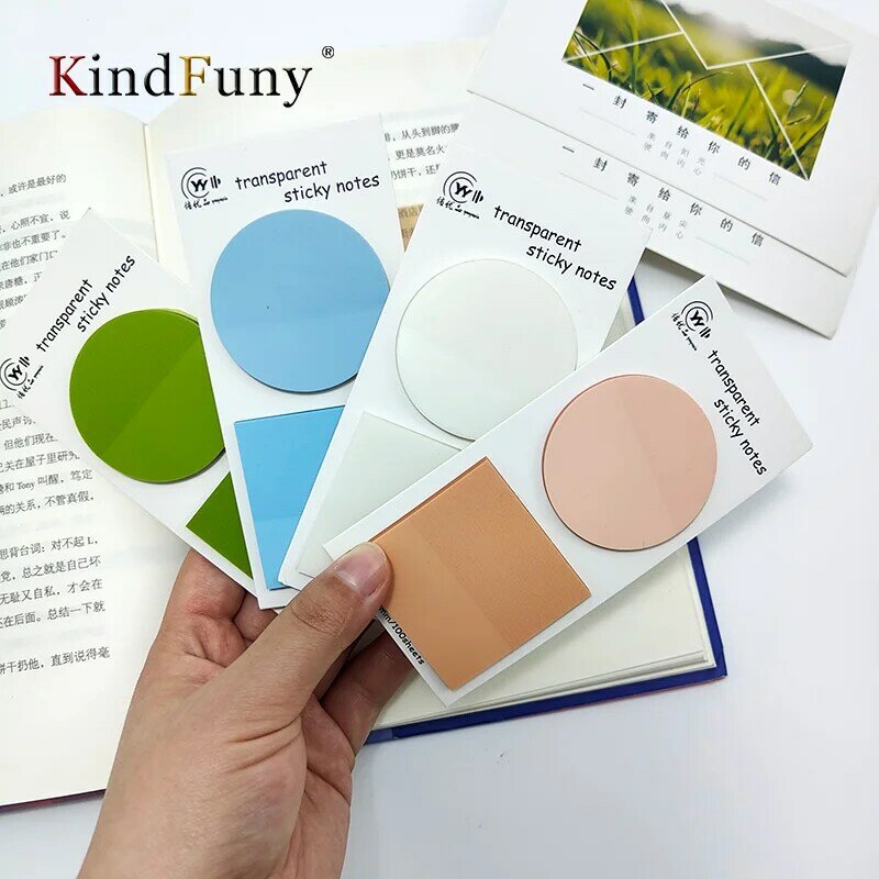 KindFuny 400 листов, водонепроницаемые прозрачные самоклеящиеся блокноты для записей, клейкая Закладка, прозрачная офисная и школьная наклейка