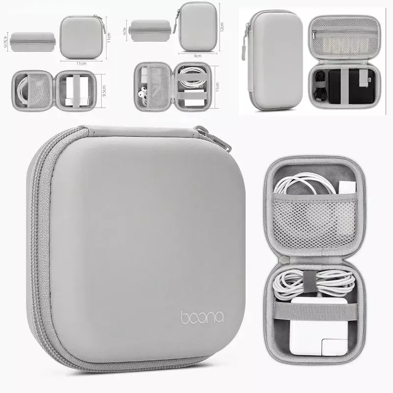 휴대용 미니 하드 쉘 디지털 가젯 보관 가방, 인조 가죽 이어폰 충전기 케이스, 데이터 케이블, U 디스크 정리