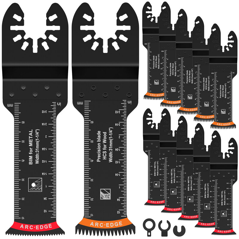 12Pcs Multitool blade Extra Long Oscillating Saw Blade Bi-Metal Multi Cutter Blade Oscillating Tool Blade for Wood,Plastic,Nails