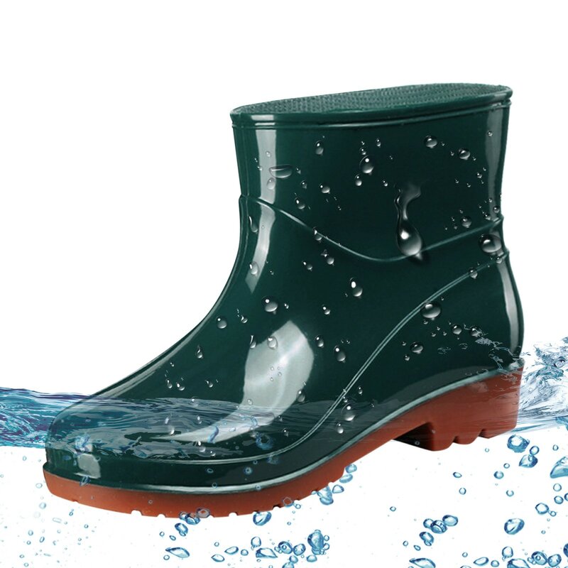 Botas De lluvia impermeables para Mujer, zapatos De goma, antideslizantes, con suela gruesa, 2023