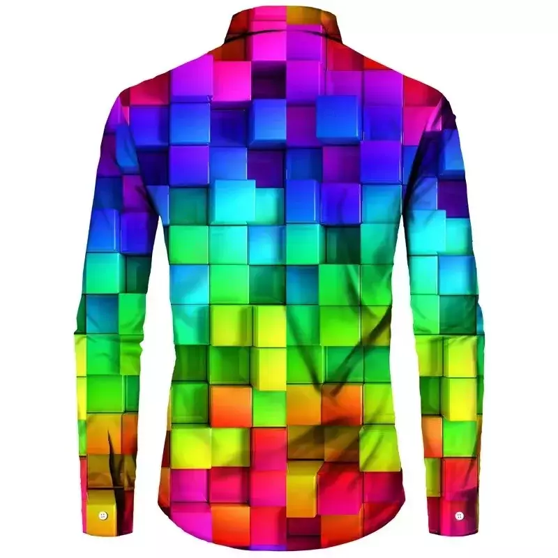 Camisa con solapa y botones para hombre, color rojo, amarillo, gris, arcoíris, tendencia de moda, suave y cómodo, nuevo estilo, Otoño, 2023