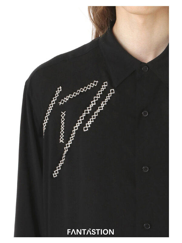 FANTASTION Wave wzór haftowane koszule czarny oryginalny design koszule unisex koszula męska topy ubrania darmowa wysyłka kopia luksusu