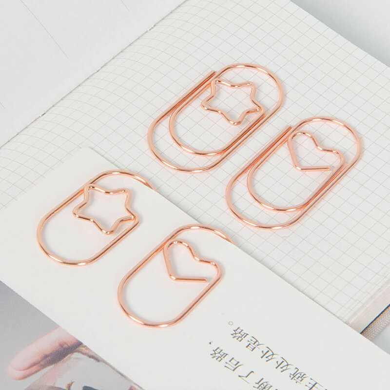 10 pçs clipes de papel mini coração ouro rosa cor ouro clipe bookmark binder clipe acessórios do escritório paperclip retalhos papelaria
