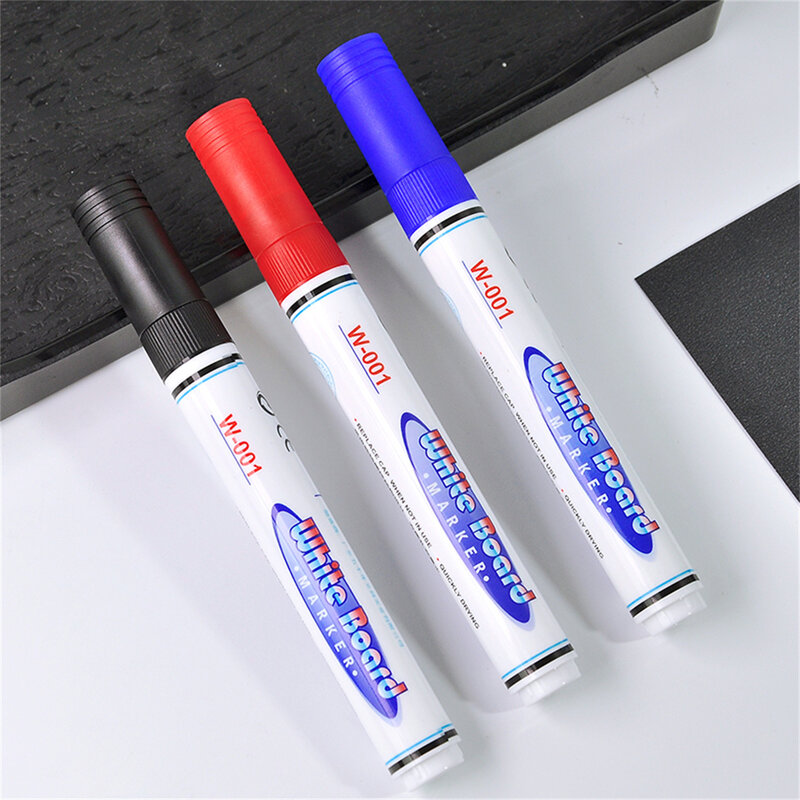 pieces of marker pens, black, red, blue, large capacity whiteboard erasable, can be added with ink, easy to wipe 10pcs