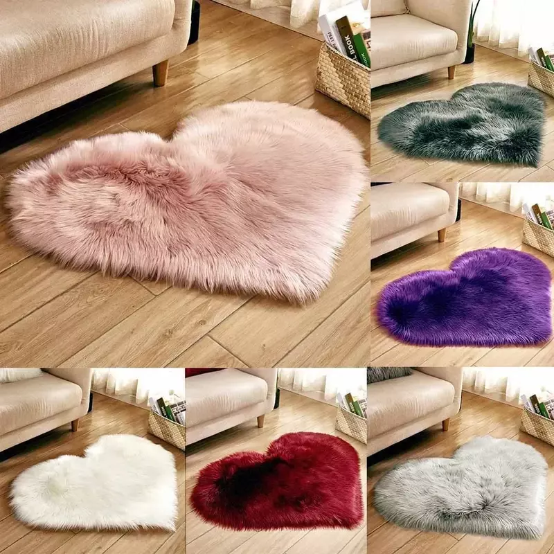 2024 New MINISO Sanrio Home Textiles Long Plush Living Room Heart-shaped Carpet Bedroom Bedside Mat Cute Girl Style
