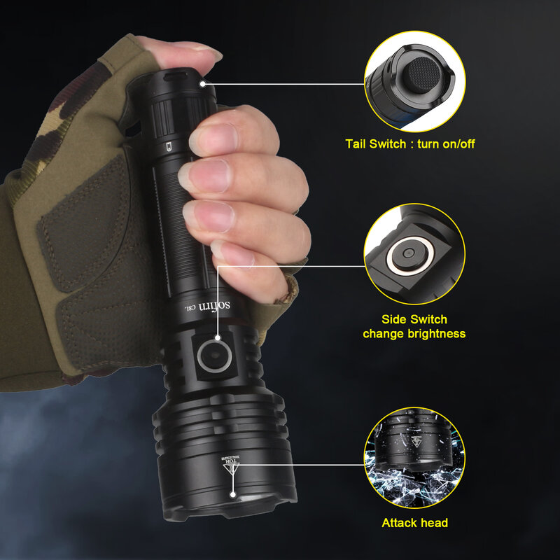 Sofirn C8L 21700 3100lm Flashlight Powerful Tactical  USB-C Rechargeable XHP50D HI LED Torch EDC Outdoor Hunting Lantern