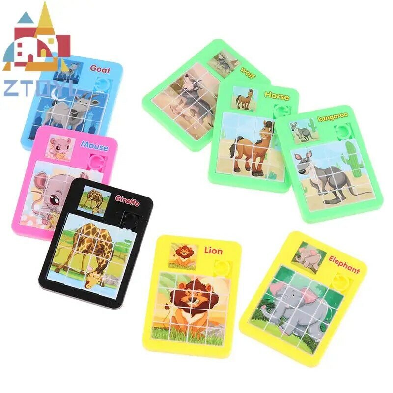 1 buah teka-teki Jigsaw Desktop mainan anak-anak mainan montesori kartun Huarong Jalan geser Puzzle belajar pendidikan mainan