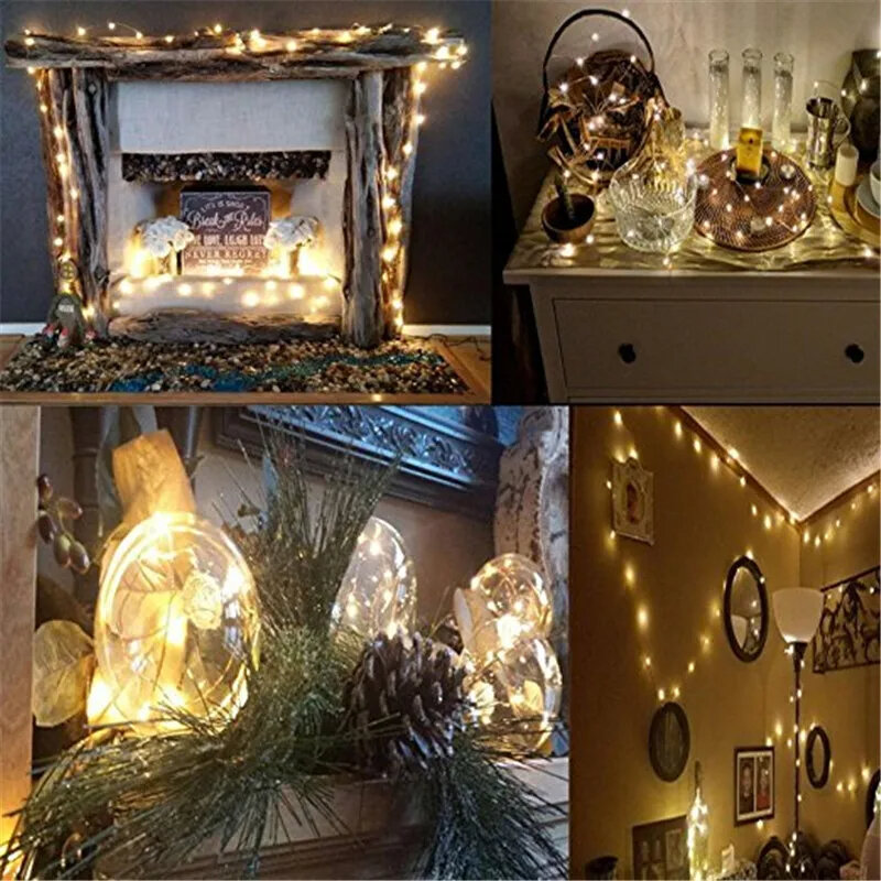 Cadena de luces LED USB, alambre de cobre impermeable, iluminación exterior, luces de hadas para decoración de bodas y Navidad, 10M, 5M